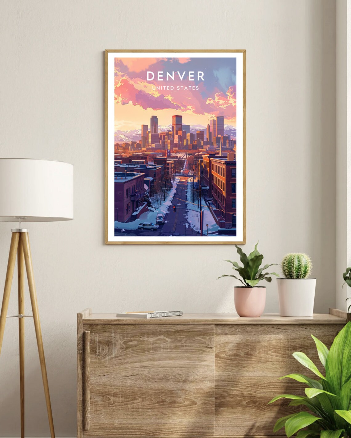 Denver United States Snowy Winter City Skyline Vintage Travel Poster - Image 3