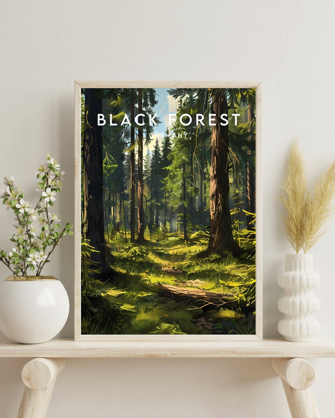 Black Forest Germany Pine Woods Mossy Trail Forest Calm Travel Poster - Image 4