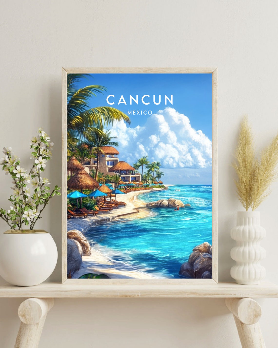 Cancun Mexico Tropical Beach Resort Turquoise Water Travel Poster - Image 4