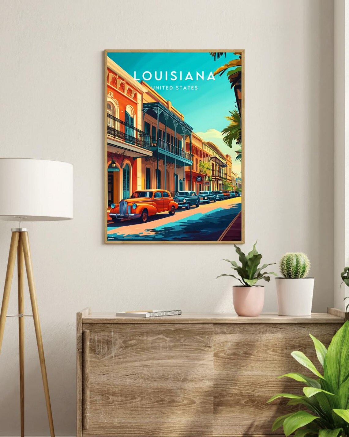 Louisiana United States French Quarter Balcony Vintage Travel Poster - Image 3