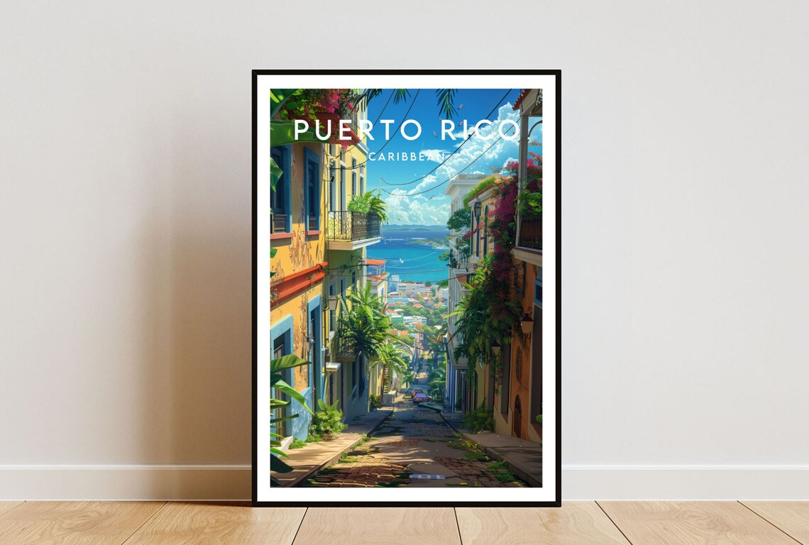 Puerto Rico Travel Poster, Caribbean Wall Art Print