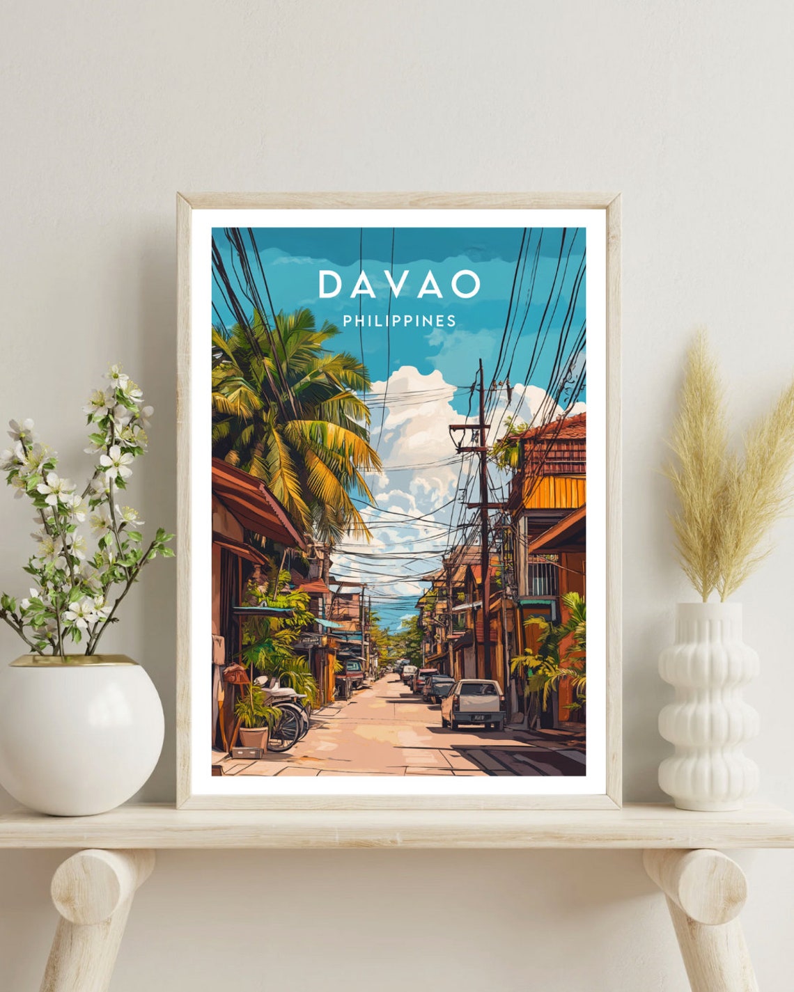 Davao Philippines Tropical Street Palm Trees City Life Poster - Image 4