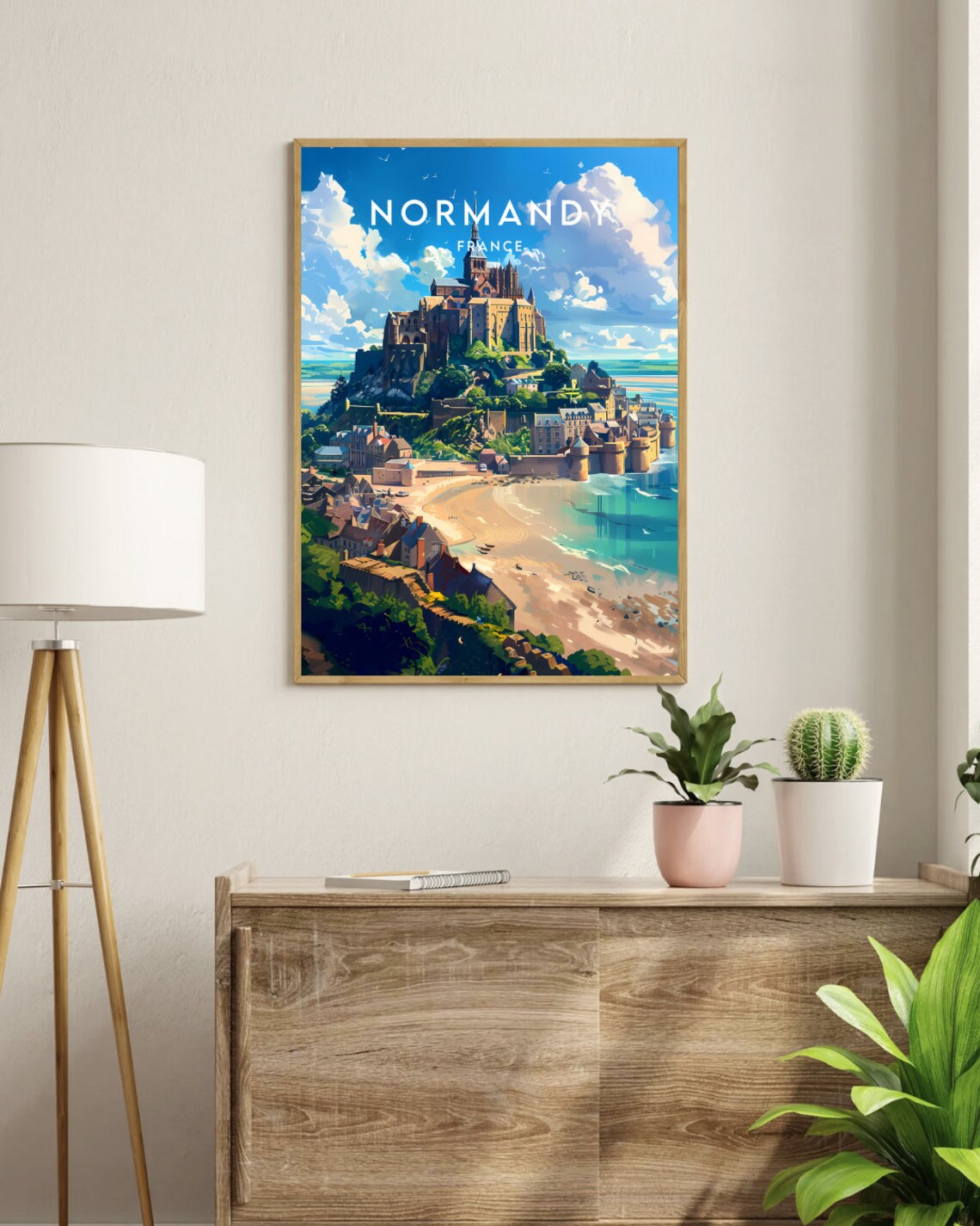 Normandy France Mont Saint Michel Abbey Tidal Bay Travel Poster - Image 3