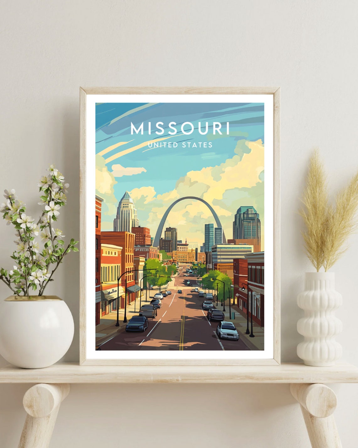 Missouri Saint Louis Gateway Arch Downtown Street Travel Poster - Image 4