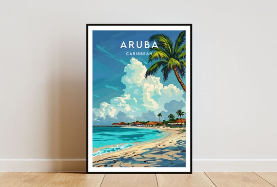 Aruba Travel Print Caribbean Aruba Poster Caribbean Poster Travel Wall Art Aruba Print Aruba Caribbean Travel Mural Poster