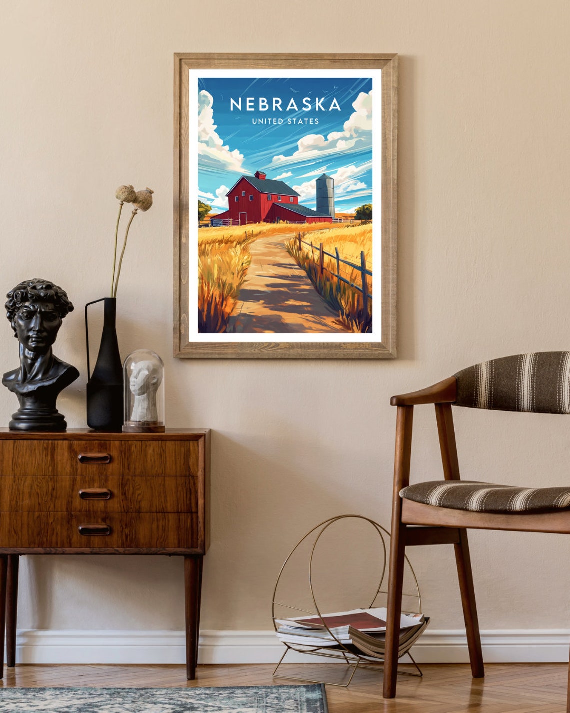 Nebraska Travel Print United States Nebraska Poster America Poster Travel Wall Art America Print America Nebraska Wall Art Usa Art - Image 2