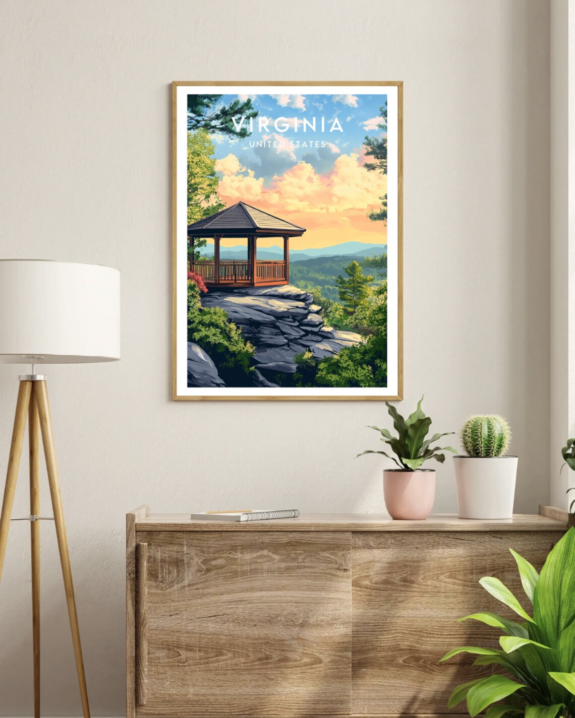 Virginia Mountain Sunset Gazebo Overlook Scenic View Travel Poster - Image 3