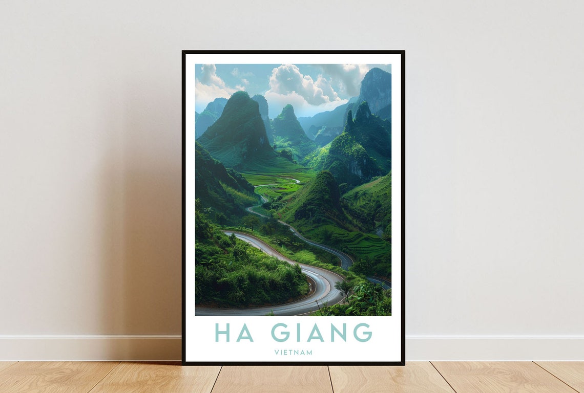 Ha Giang Vietnam Winding Mountain Road Karst Peaks Travel Poster