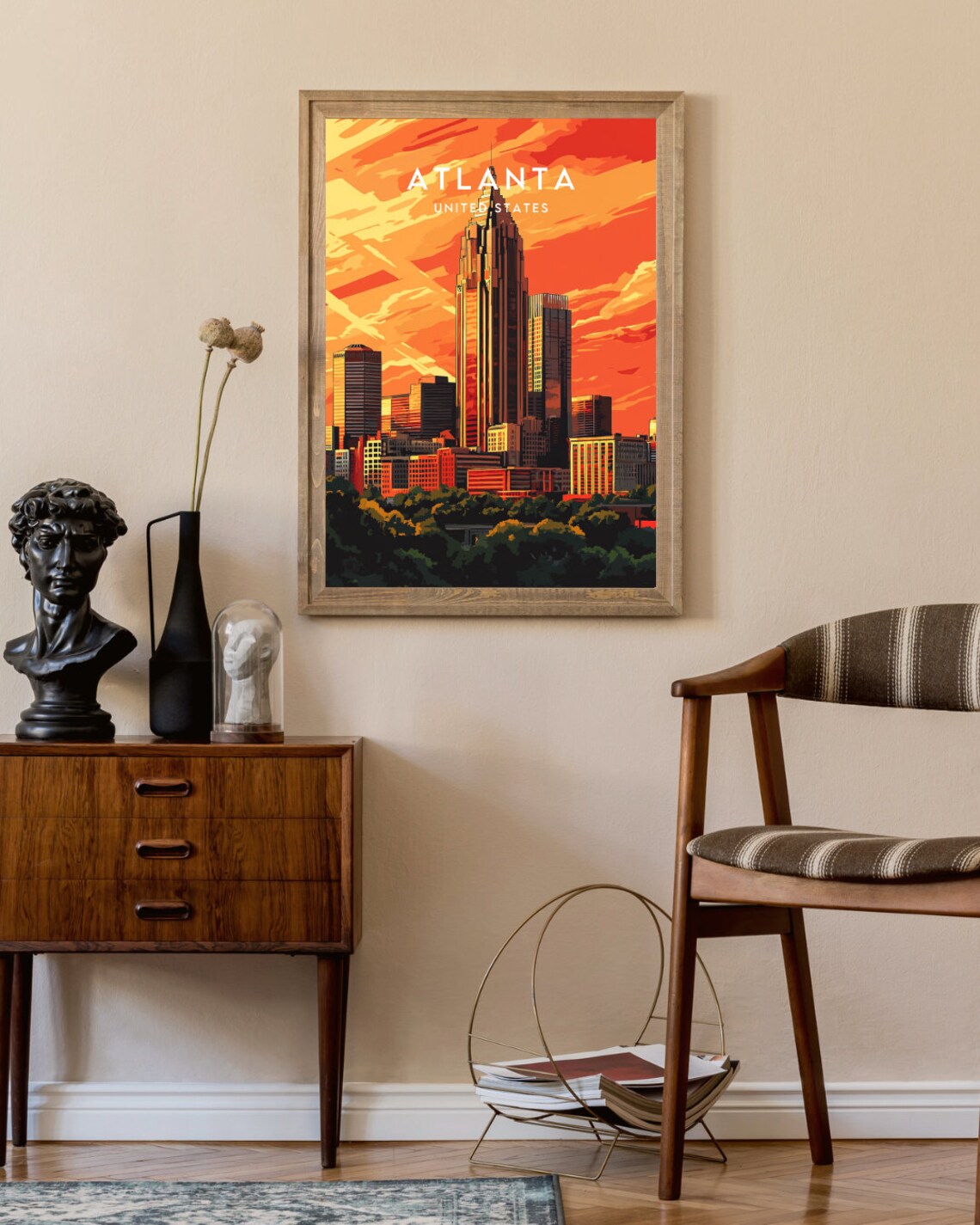 Atlanta United States Fiery Sunset City Skyline Travel Poster - Image 2