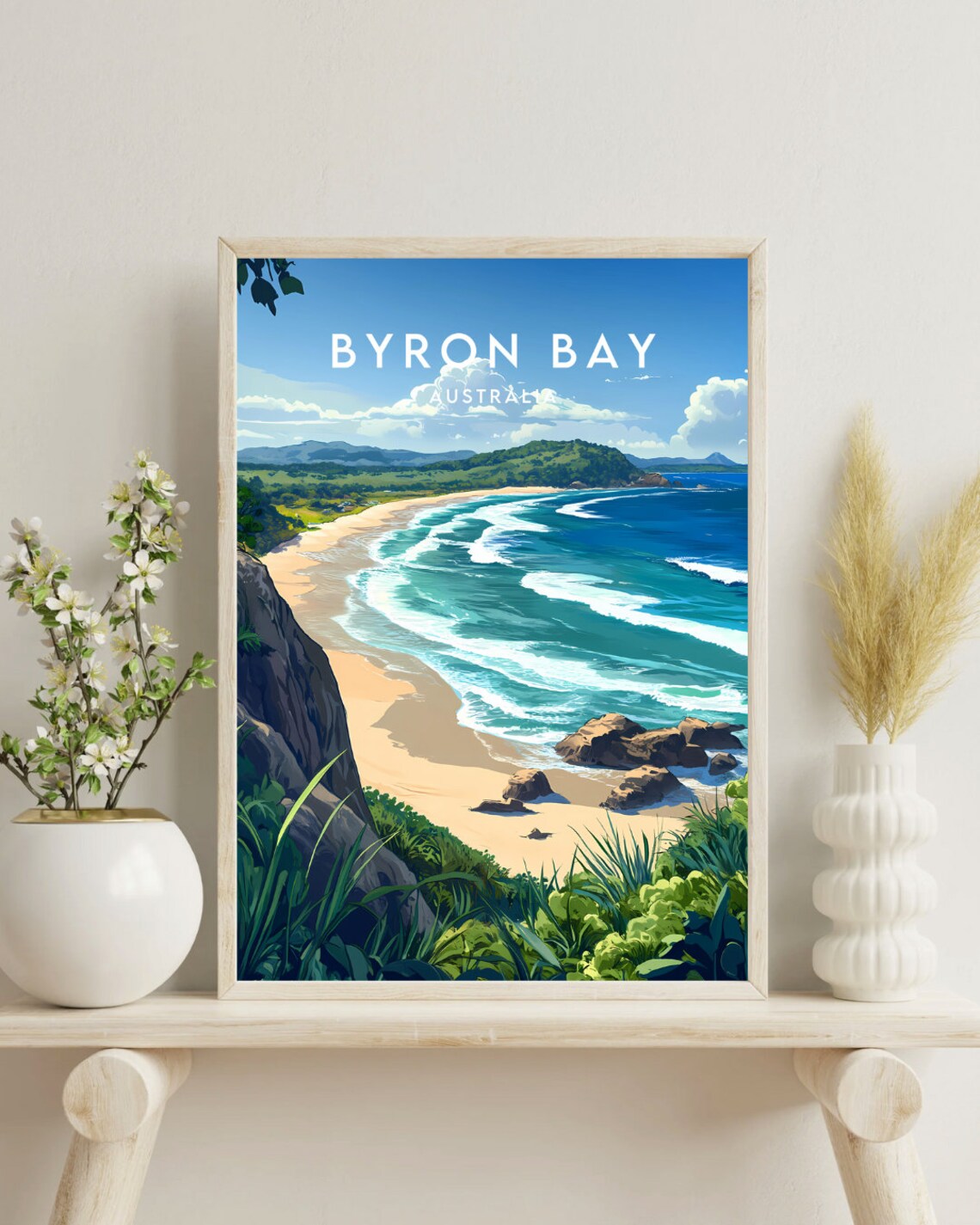 Byron Bay Australia Sunny Beach Lighthouse Vintage Travel Poster - Image 4