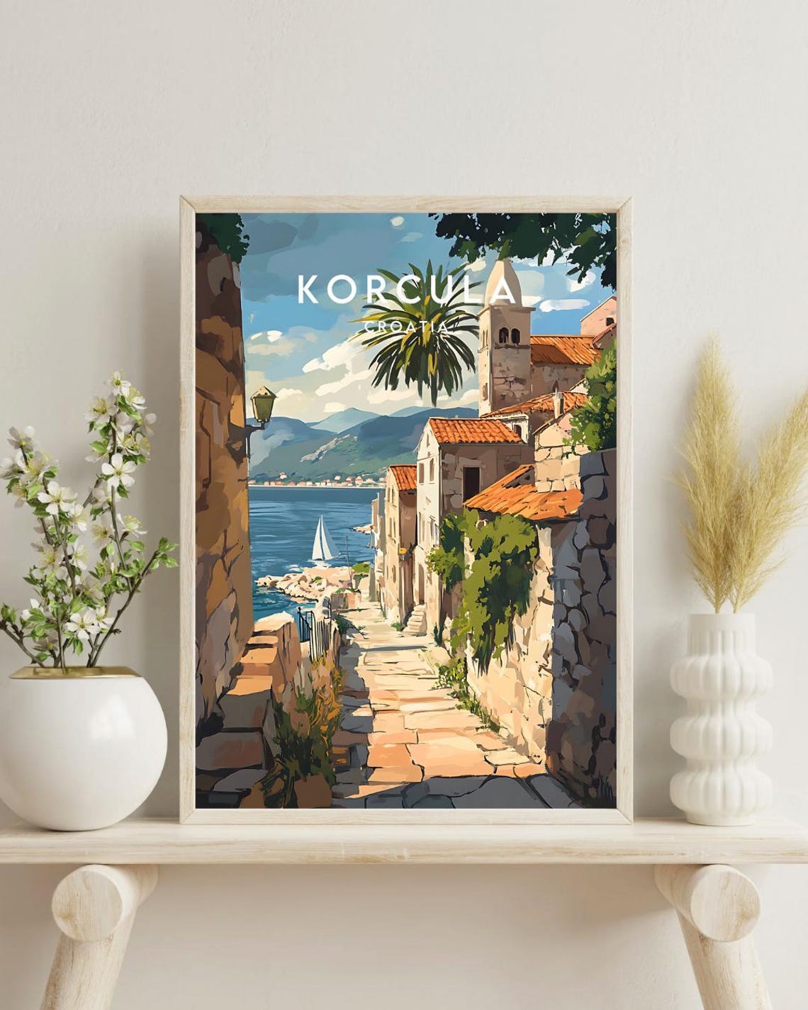 Korcula Croatia Adriatic Old Town Street Seaside Travel Poster - Image 4