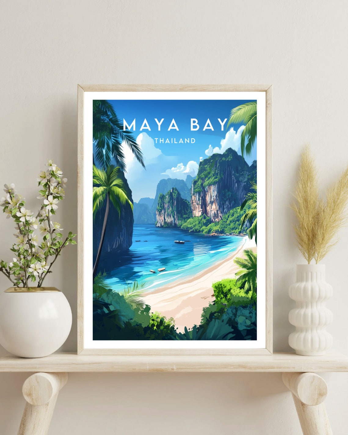 Maya Bay Thailand Emerald Lagoon Karst Cliffs Tropical Poster - Image 4