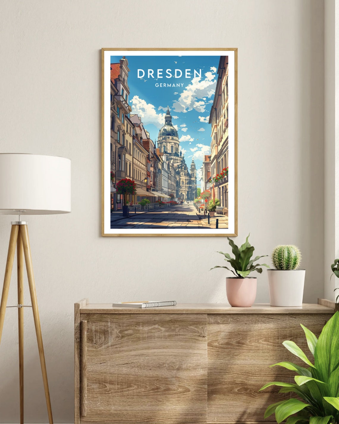 Dresden Germany Frauenkirche Dome Old Town Street Scene Poster - Image 3
