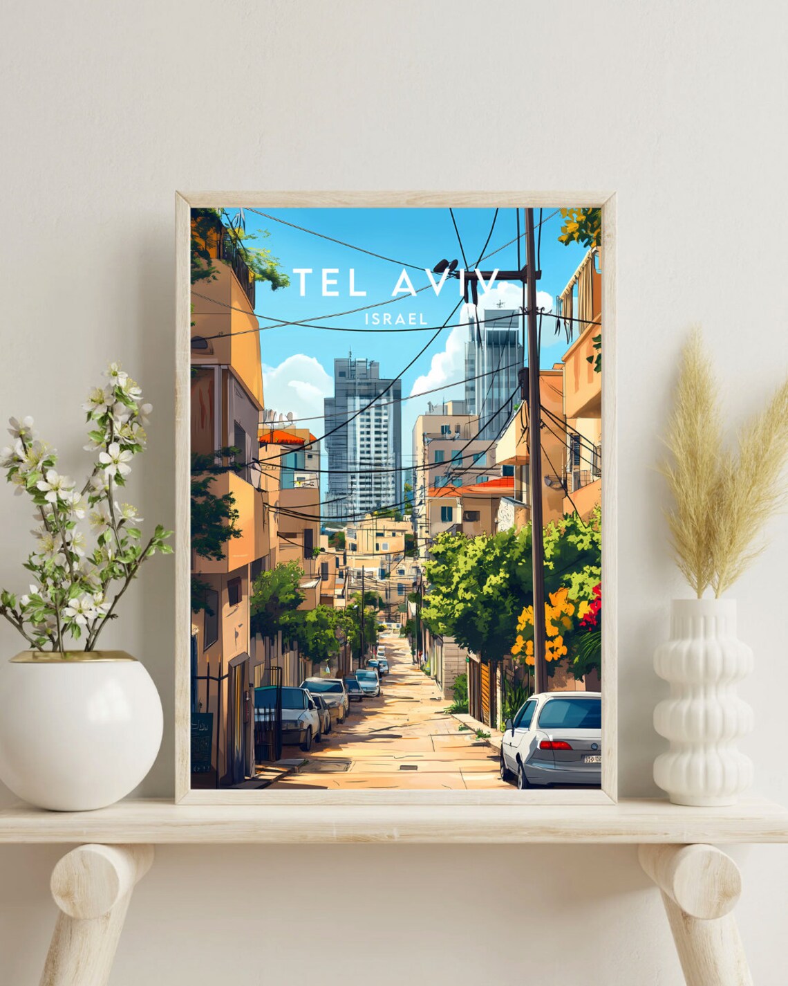 Tel Aviv Israel City Street Modern Skyline Scenic Travel Poster - Image 4