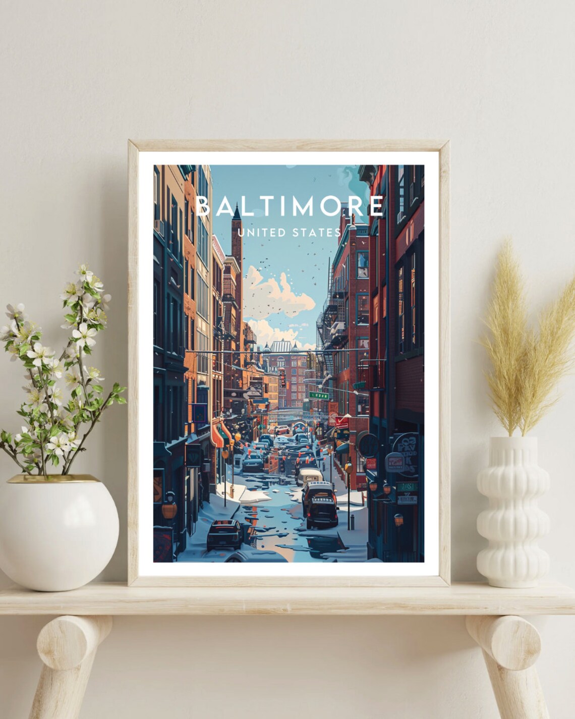 Baltimore United States Winter Street Downtown Snow Travel Poster - Image 4