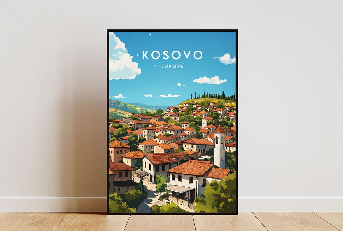 Kosovo Travel Print Europe Europe Poster Kosovo Poster Travel Wall Art Kosovo Print Kosovo Europe Pristina Wall Art Pristina Print