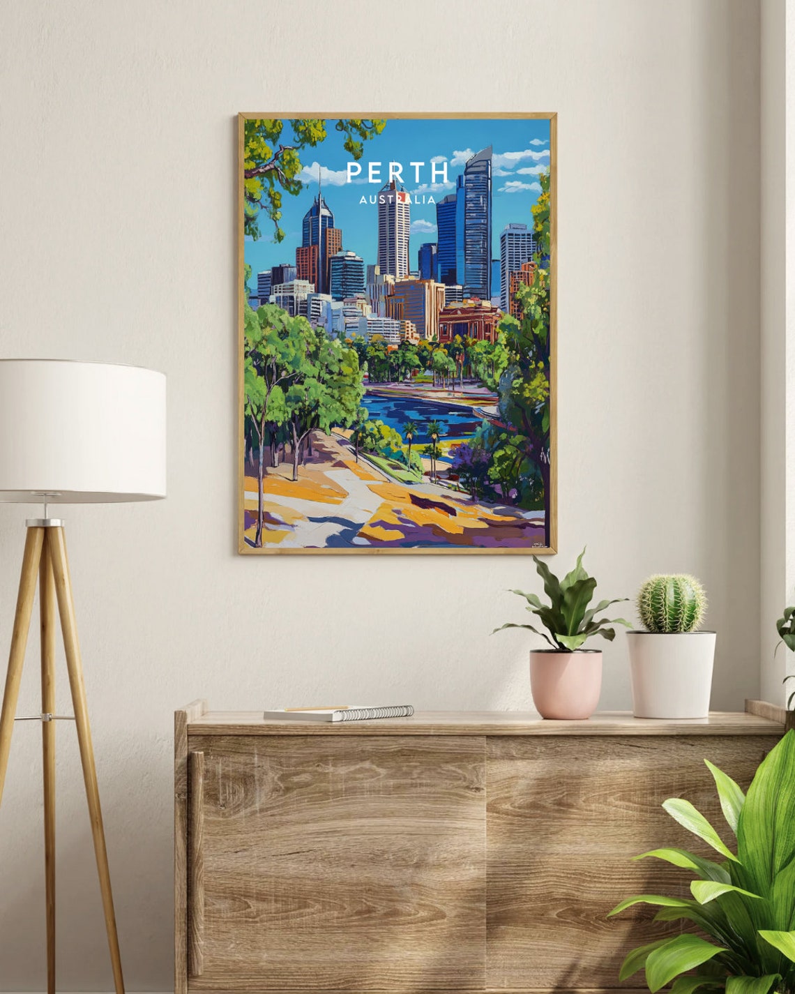 Perth Australia City Skyline Park and River Scenic Travel Poster - Image 3