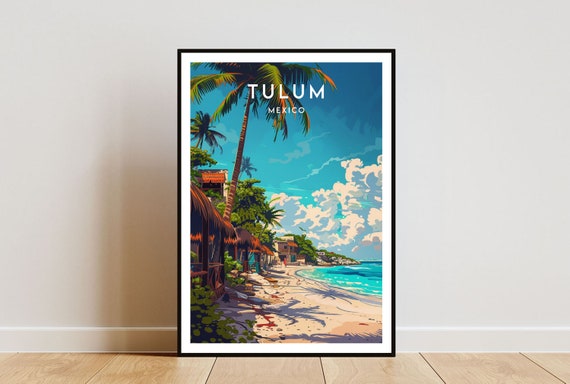 Tulum Mexico Travel Poster, North America Art Print