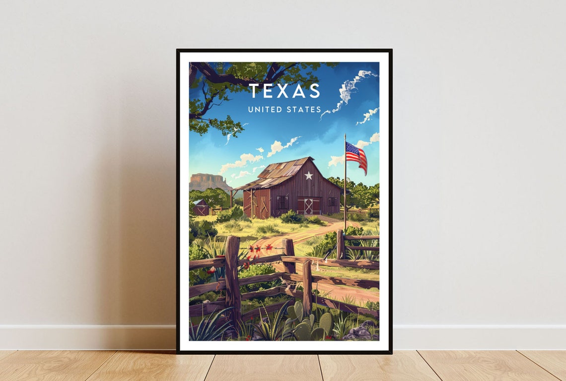 Texas Travel Print United States Texas Poster America Poster Travel Wall Art America Print Poster America Texas Wall Art Usa