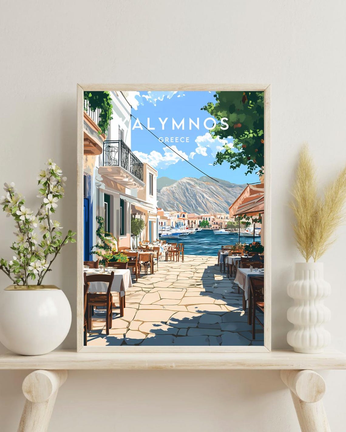 Kalymnos Travel Print Greece Kalymnos Poster Greece Poster Travel Wall Art Greece Print Greece Europe Kalymnos Print Greek Print - Image 4