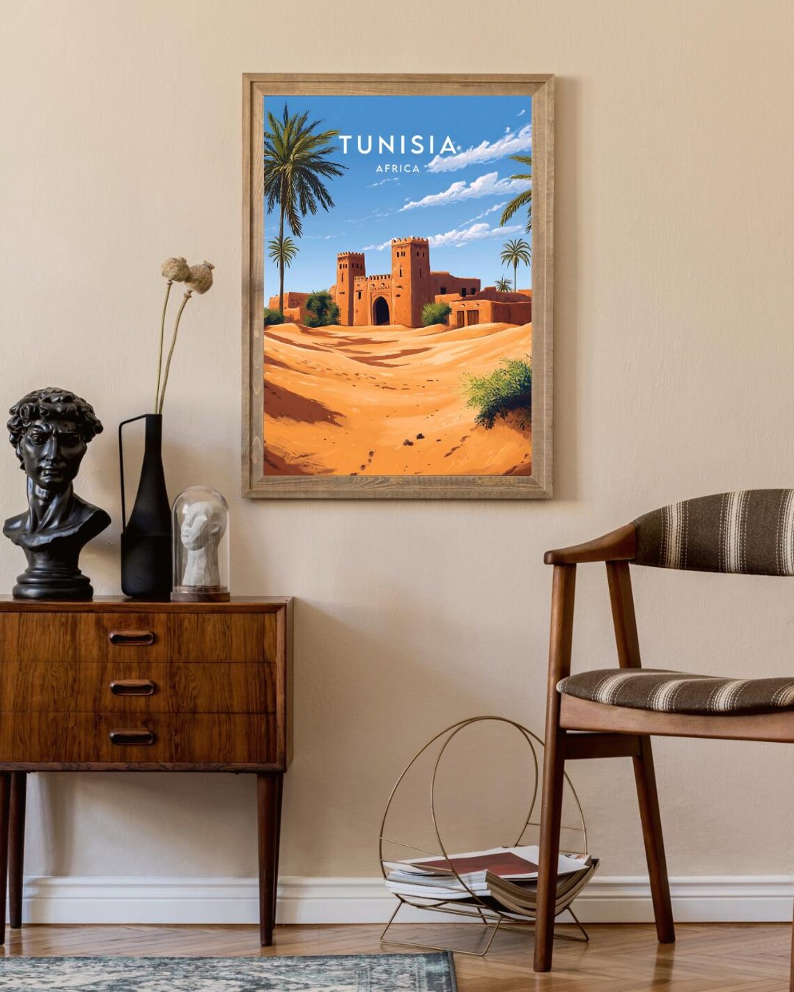 Tunisia Africa Desert Kasbah Fortress Dunes Palms Travel Poster - Image 2