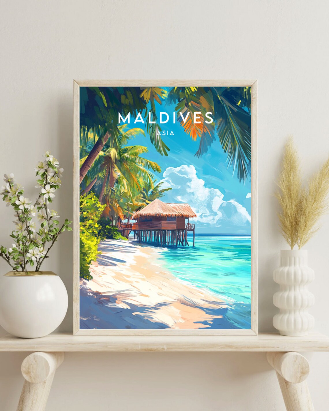 Maldives Travel Poster, Asia Islands Wall Art Print - Image 4