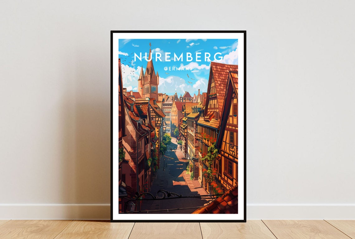 Nuremberg Germany Old Town Half Timbered Street Travel Poster