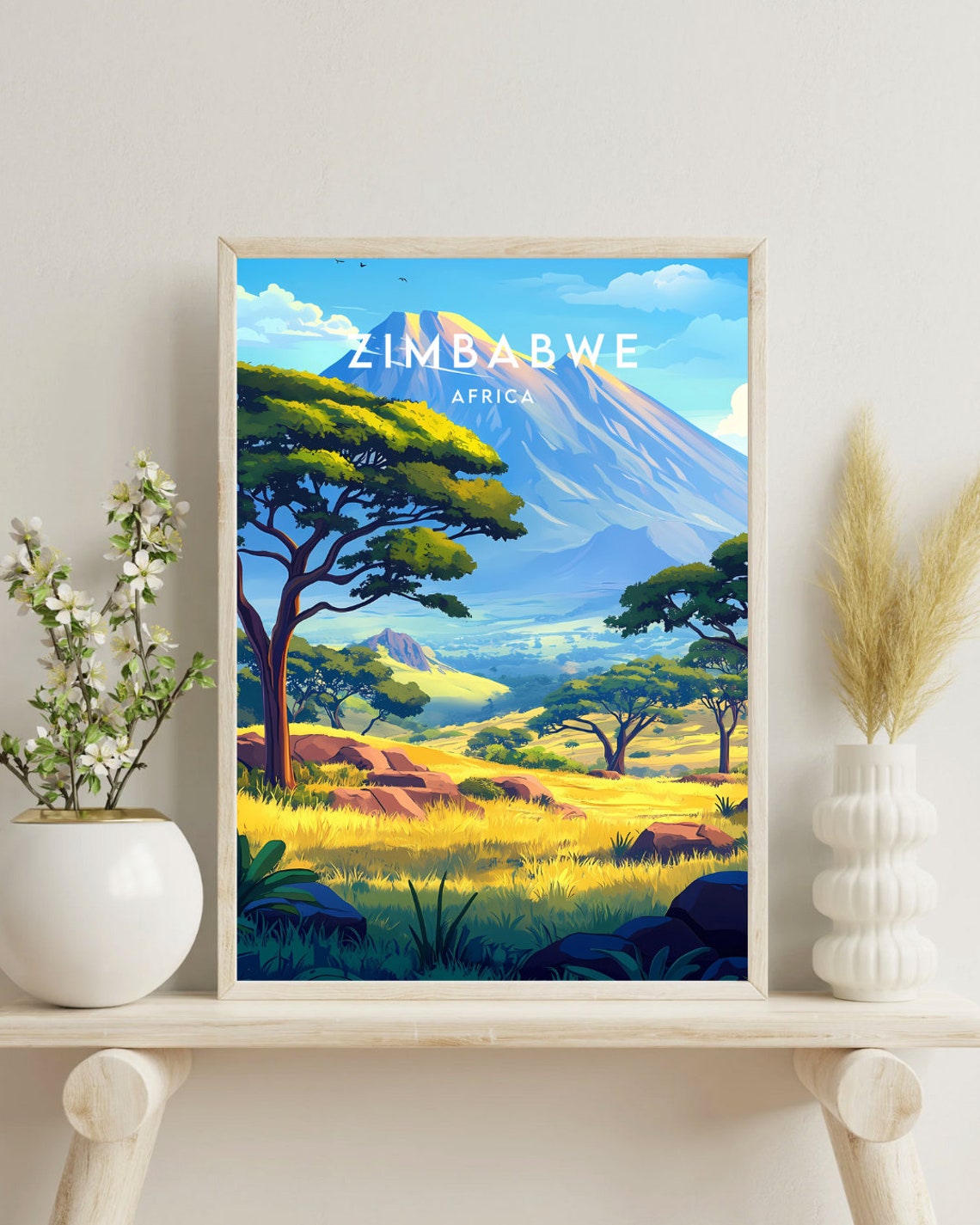 Zimbabwe Travel Print Africa Zimbabwe Poster Africa Poster Travel Wall Art Africa Print Zimbabwe Wall Art Zimbabwe Victoria Falls - Image 4