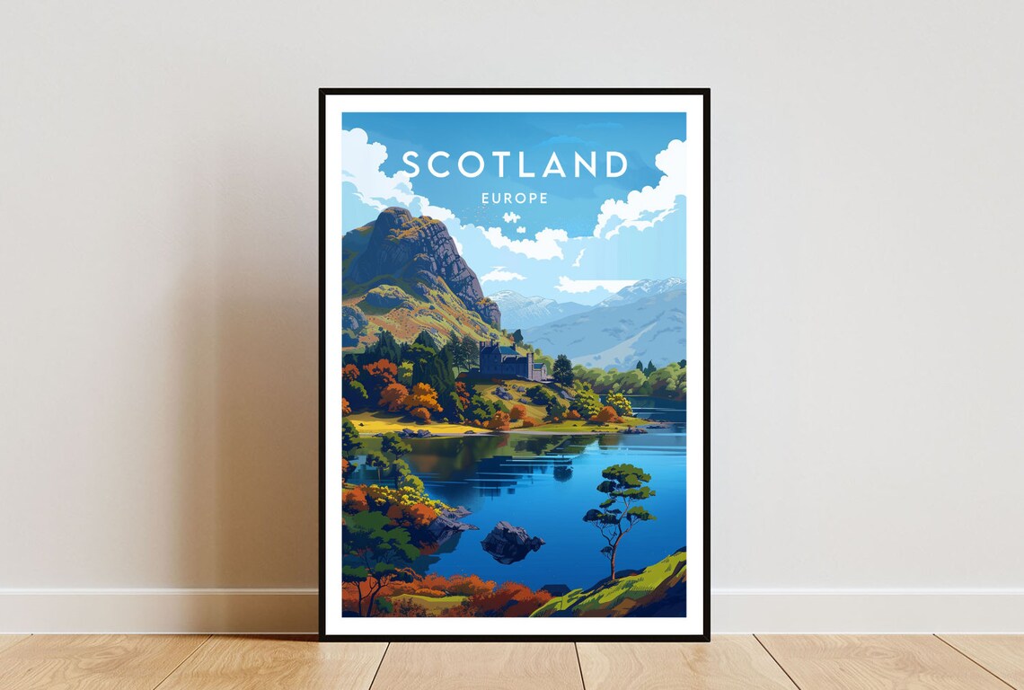 Scotland Travel Poster, Edinburgh Europe Wall Art