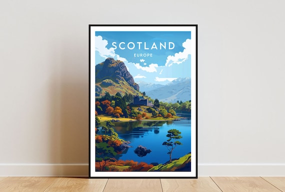 Scotland Travel Poster, Edinburgh Europe Wall Art