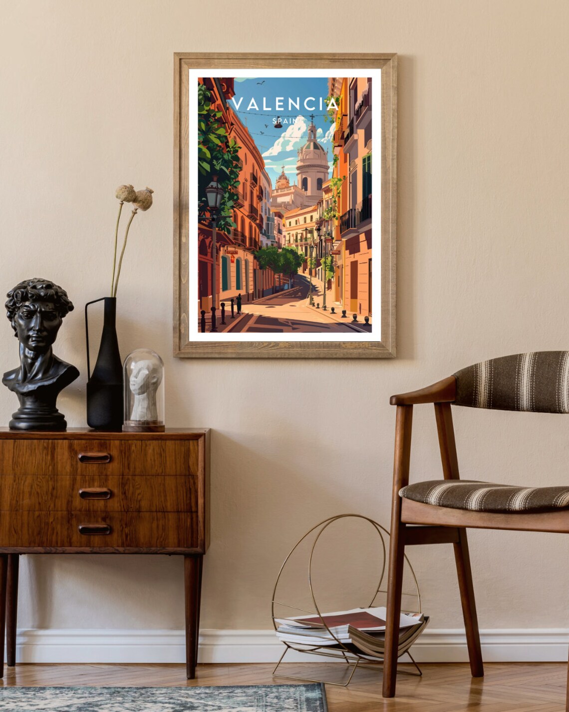 Valencia Spain Historic Street Church Dome Vintage Travel Poster - Image 2