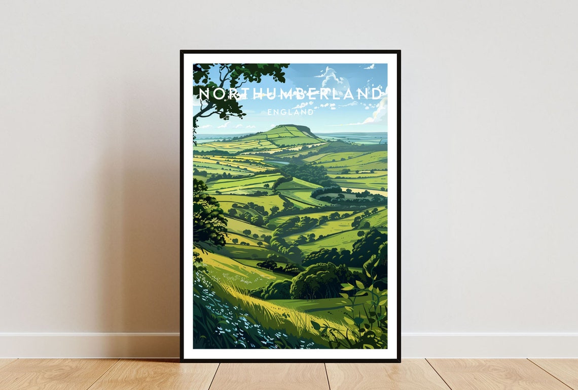 Northumberland England Rolling Hills Patchwork Fields Poster