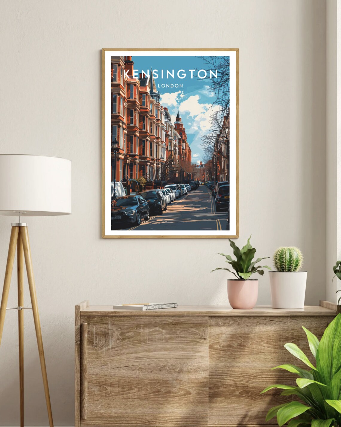Kensington London Brick Townhouses Street City Travel Poster - Image 3