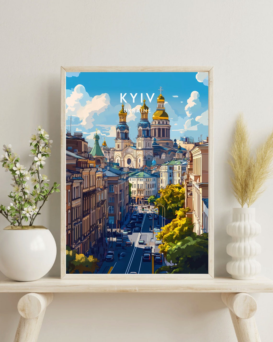 Kyiv Ukraine Golden Dome Cathedral City Street Travel Poster - Image 4