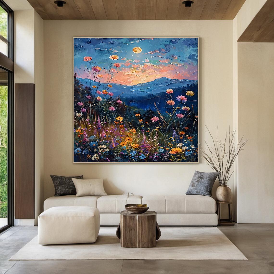Colorful Flower Sea Abstract Flower Landscape Art Print - Image 3