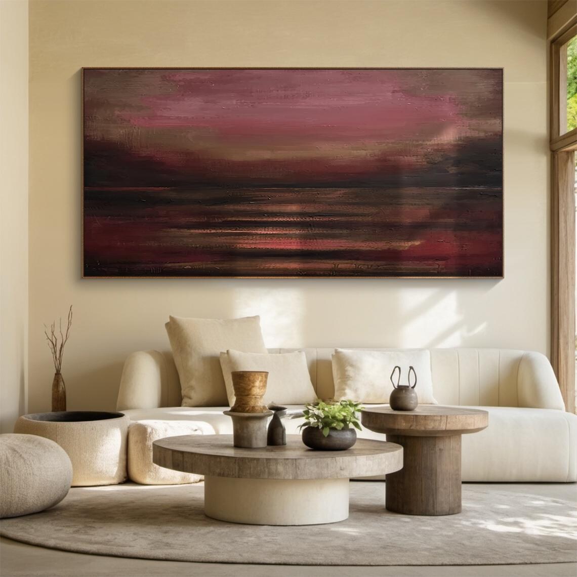 Burgundy Minimalist Texture Painting, Abstract Art Print - Image 6