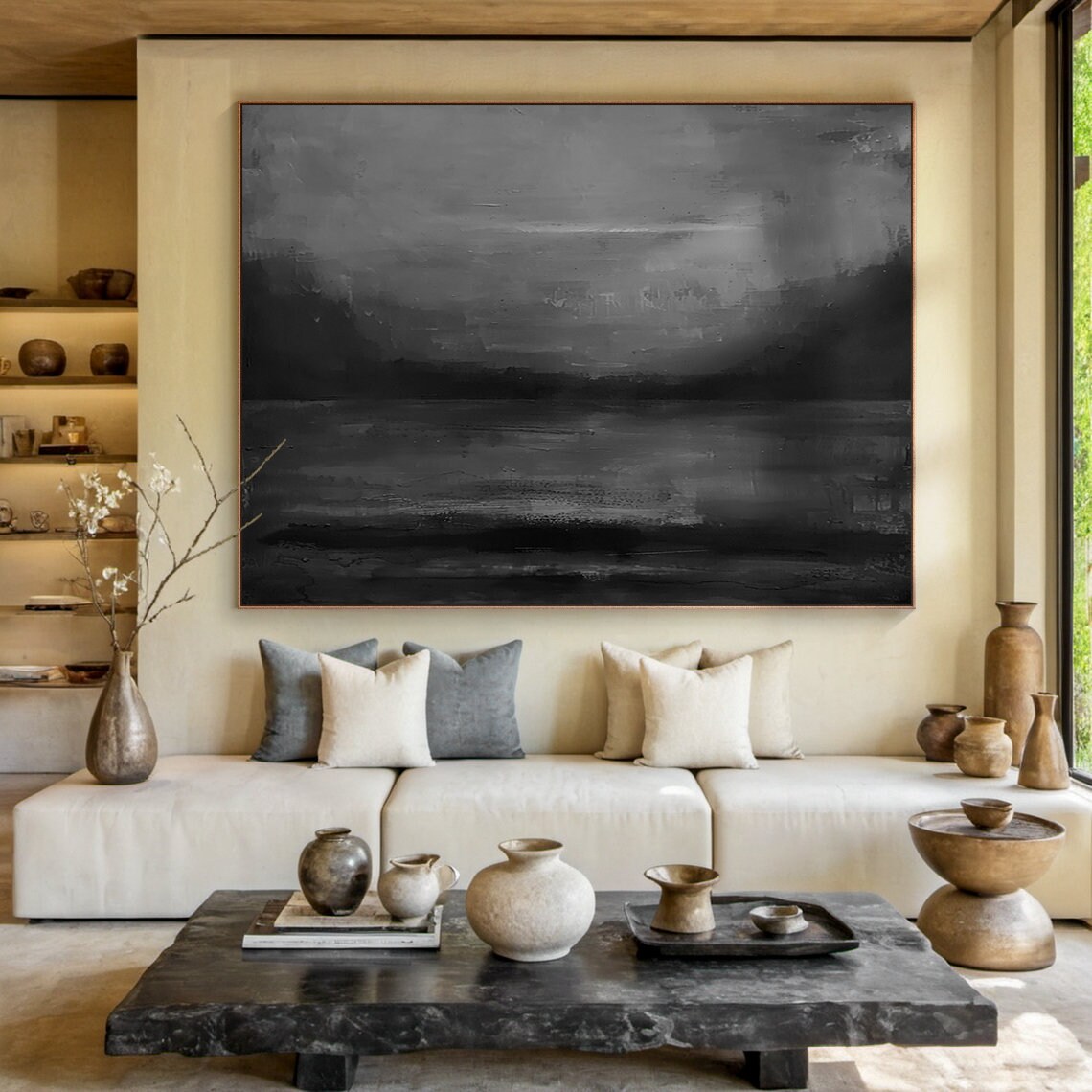 Black Minimalist Wabi Sabi Abstract Art Print - Image 4