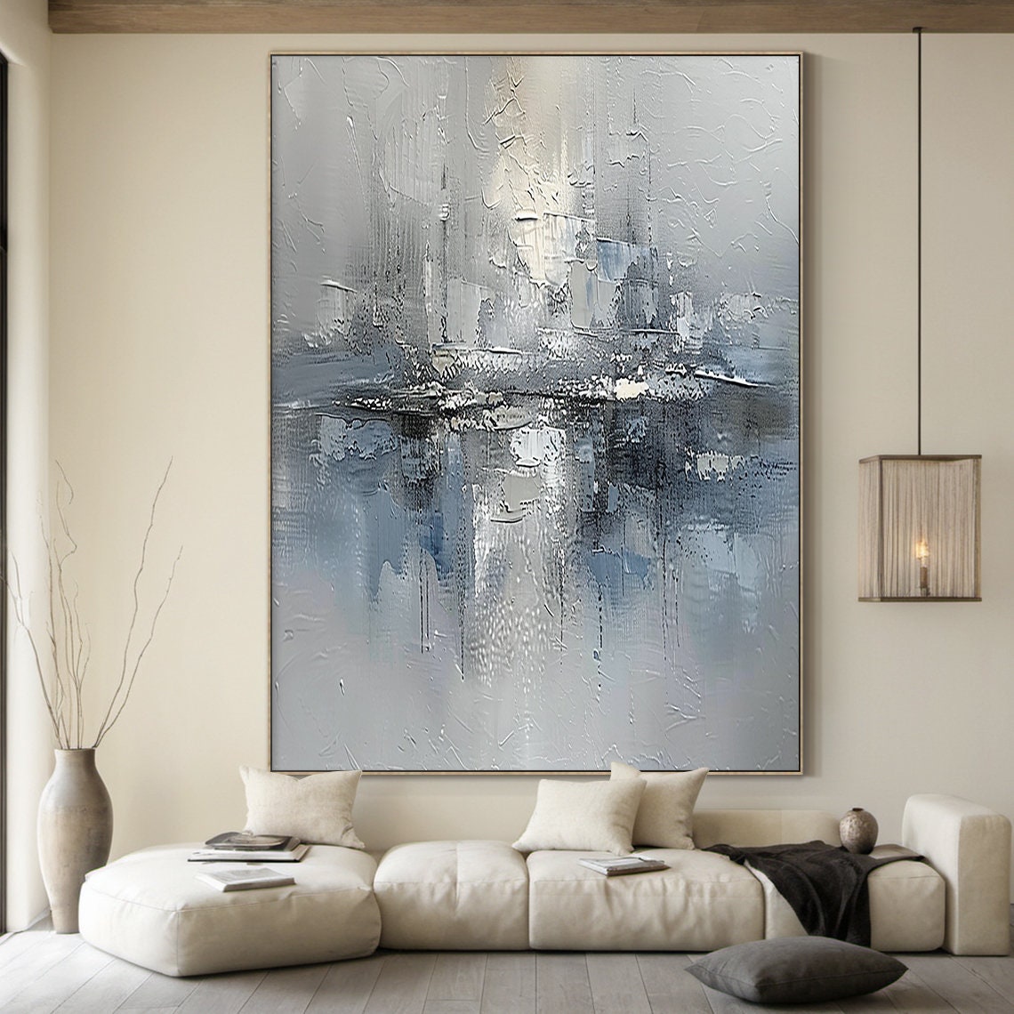Light Blue Grey Misty Abstract Soft Textured Modern Art Poster