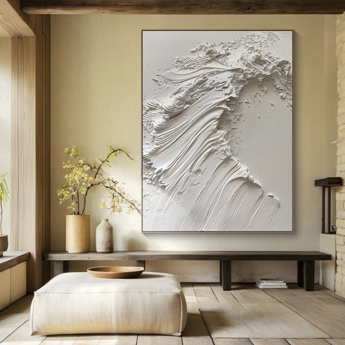 White Ocean Wave Abstract Painting, Coastal Art Print - Image 3