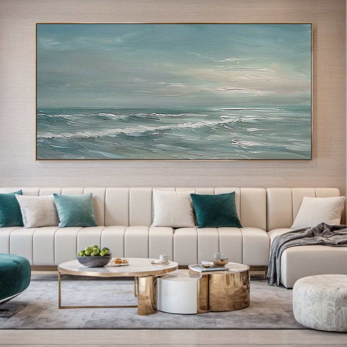 Calm Light Blue Ocean Waves Serene Seascape Minimalist Art Poster - Image 3