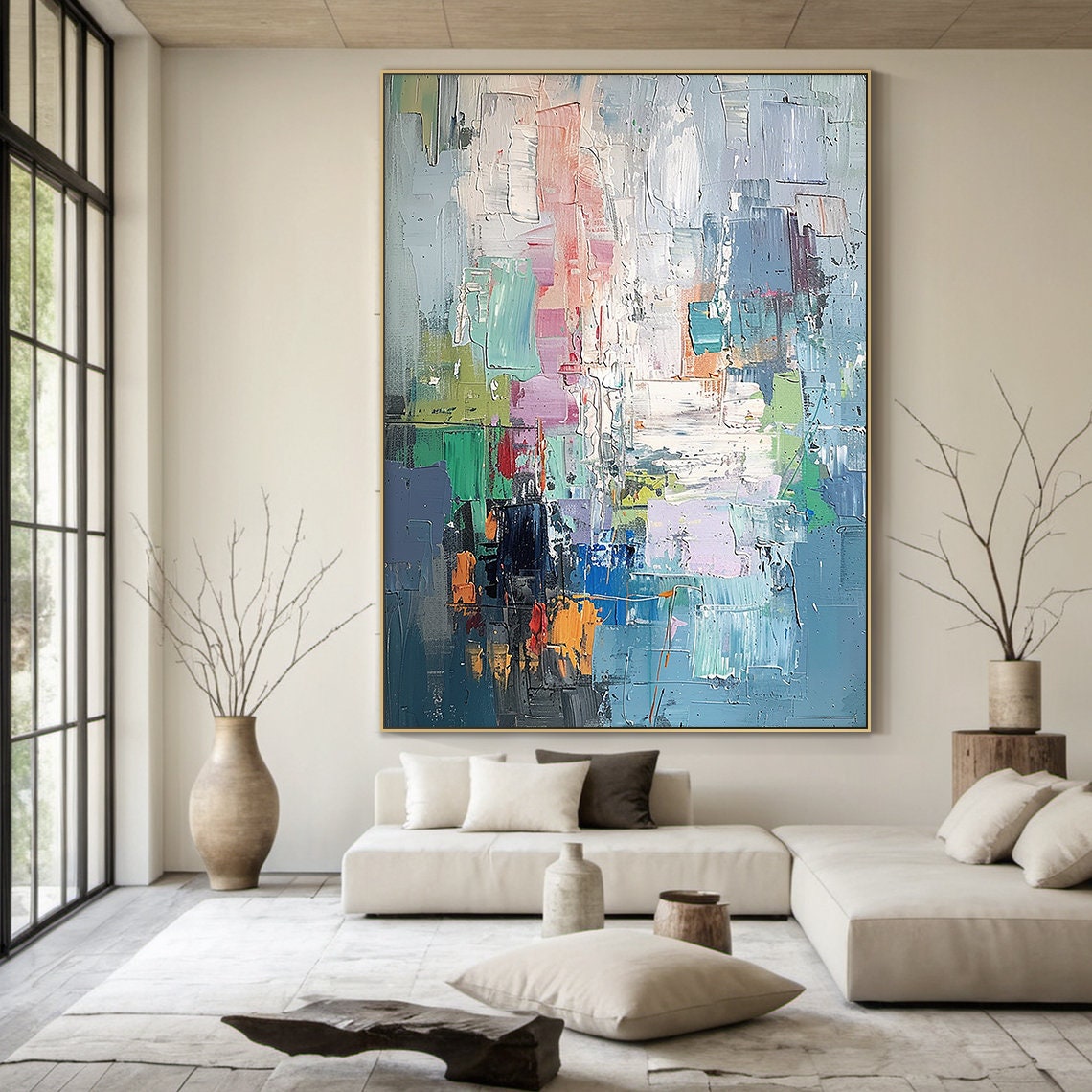Colorful Palette Knife Abstract Blocks Modern Textured Art Poster - Image 6