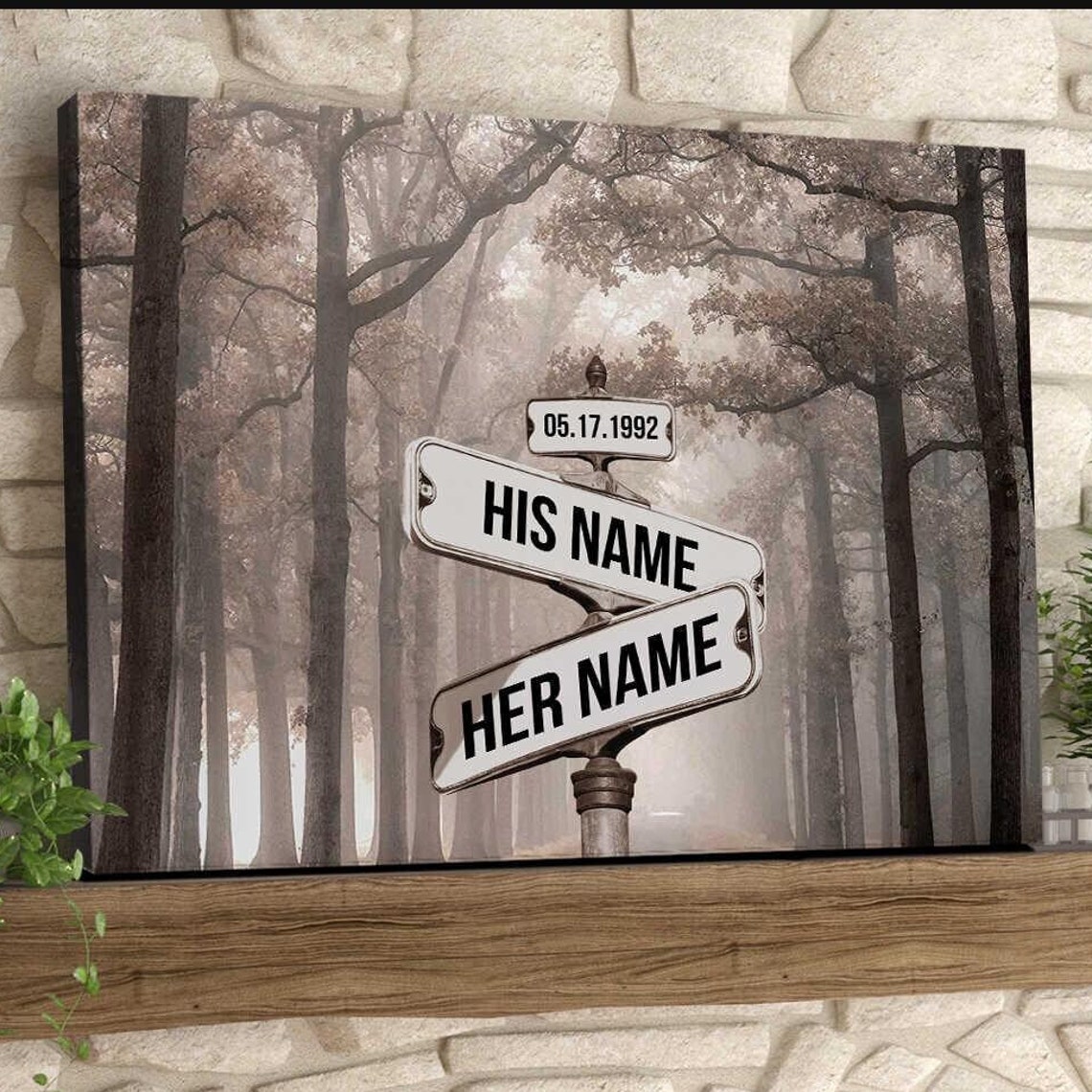Personalized Name Vintage Street Sign Print Crossroads Street Sign Best Gift For Ouple Christmas Gifts For Girlfriendboyfriend