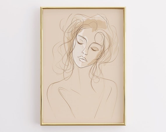 Line Art Woman Abstract Art Print Minimalist Wall Art Neutral Wall Art Line Drawing Woman Female Line Art