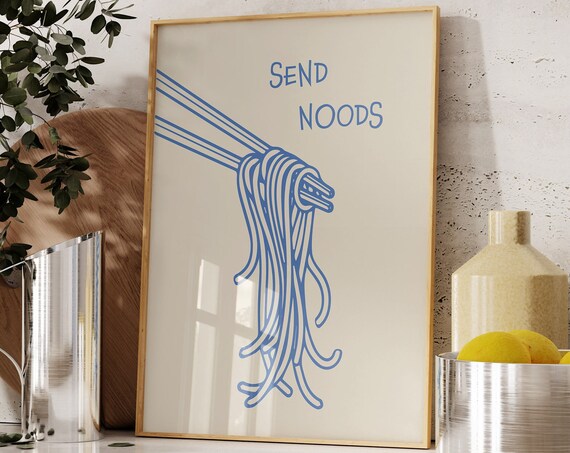 Send Noods Wall Art Aesthetic Kitchen Print Minimalist Food Print Asian Food Cute Kitchen Wall Art
