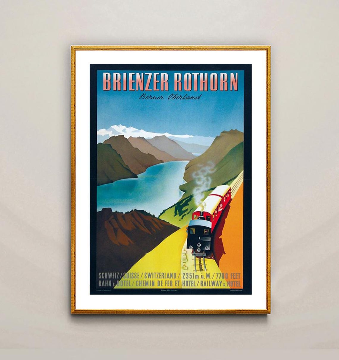 Brienzer Rothorn Switzerland Vintage Alpine Railway Travel Poster - Image 2