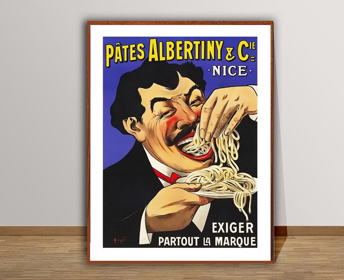 Pates Albertiny Nice Vintage French Pasta Spaghetti Art Poster - Image 3