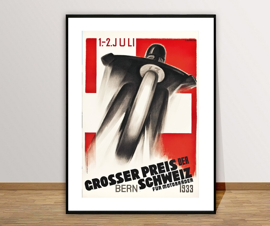 Grosser Preis Der Schweiz 1933 Vintage Motorcycle Poster - Image 2