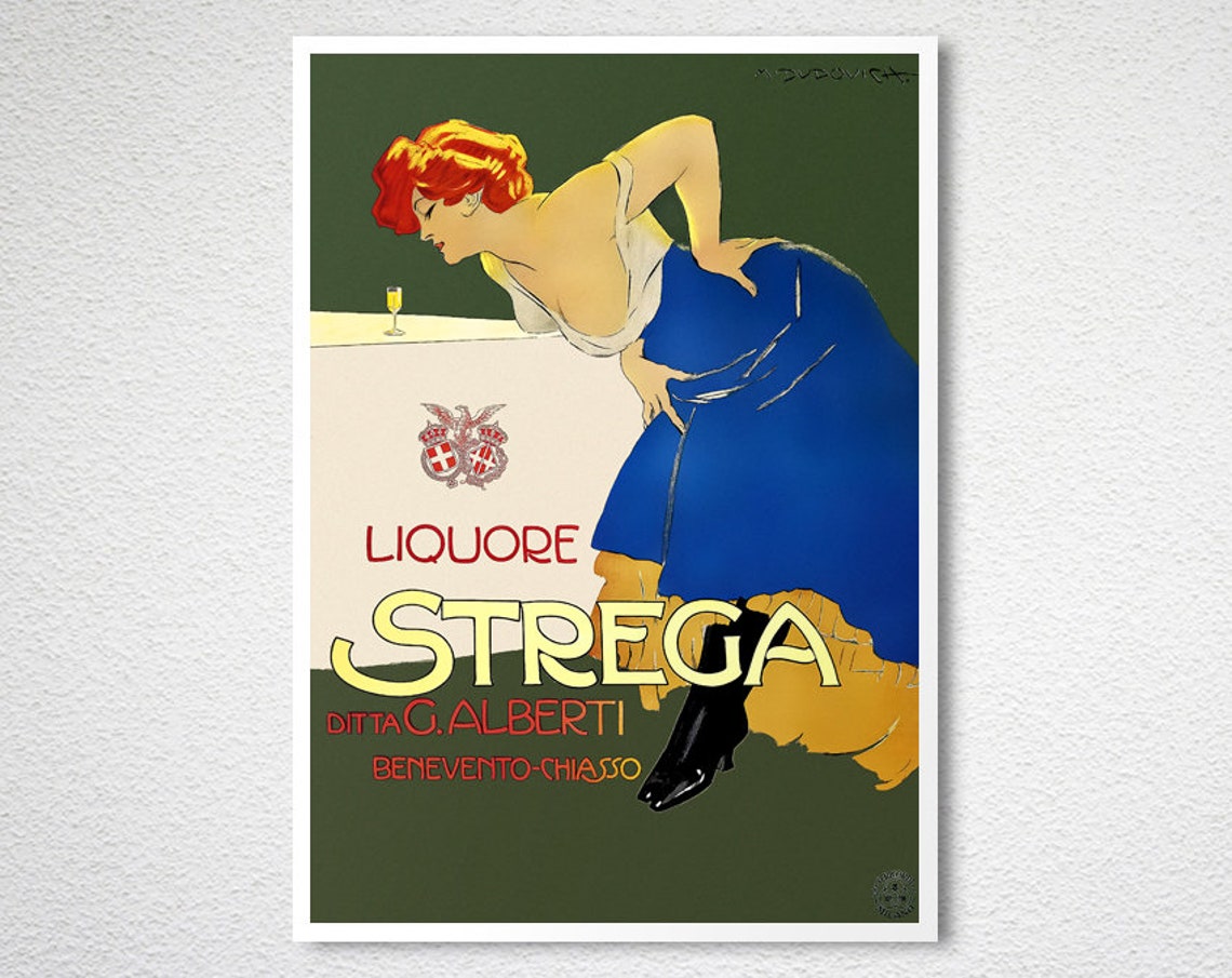 Liquore Strega Ditta G Alberti Vintage Italian Liqueur Bar Ad Poster - Image 2