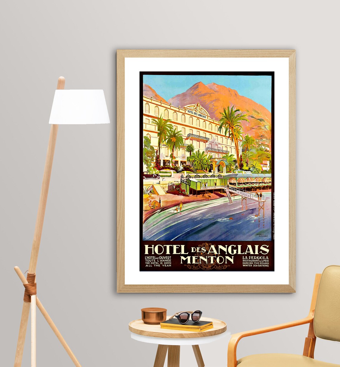 Hotel des Anglais Menton French Riviera Seaside Palace Vintage Poster - Image 2