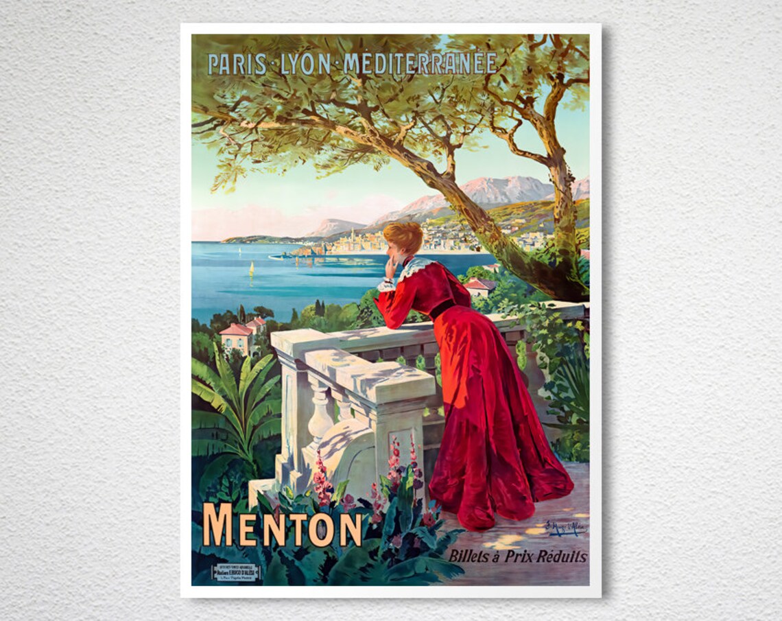 Menton France Vintage Travel Poster, European Travel Art - Image 2